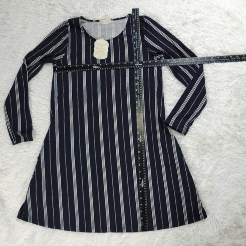 Altar'd State Black White Stripe Long Sleeve A-Line Dress‎ Women's Small - Picture 3 of 3